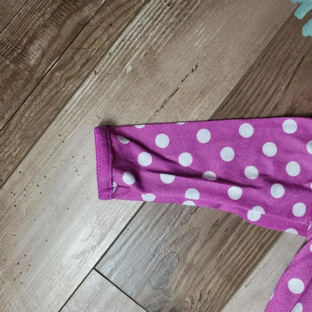 Carter's Toddler Girl Size 2T Purple Polka Dot Cat Footed Fleece Pajamas PJs EUC